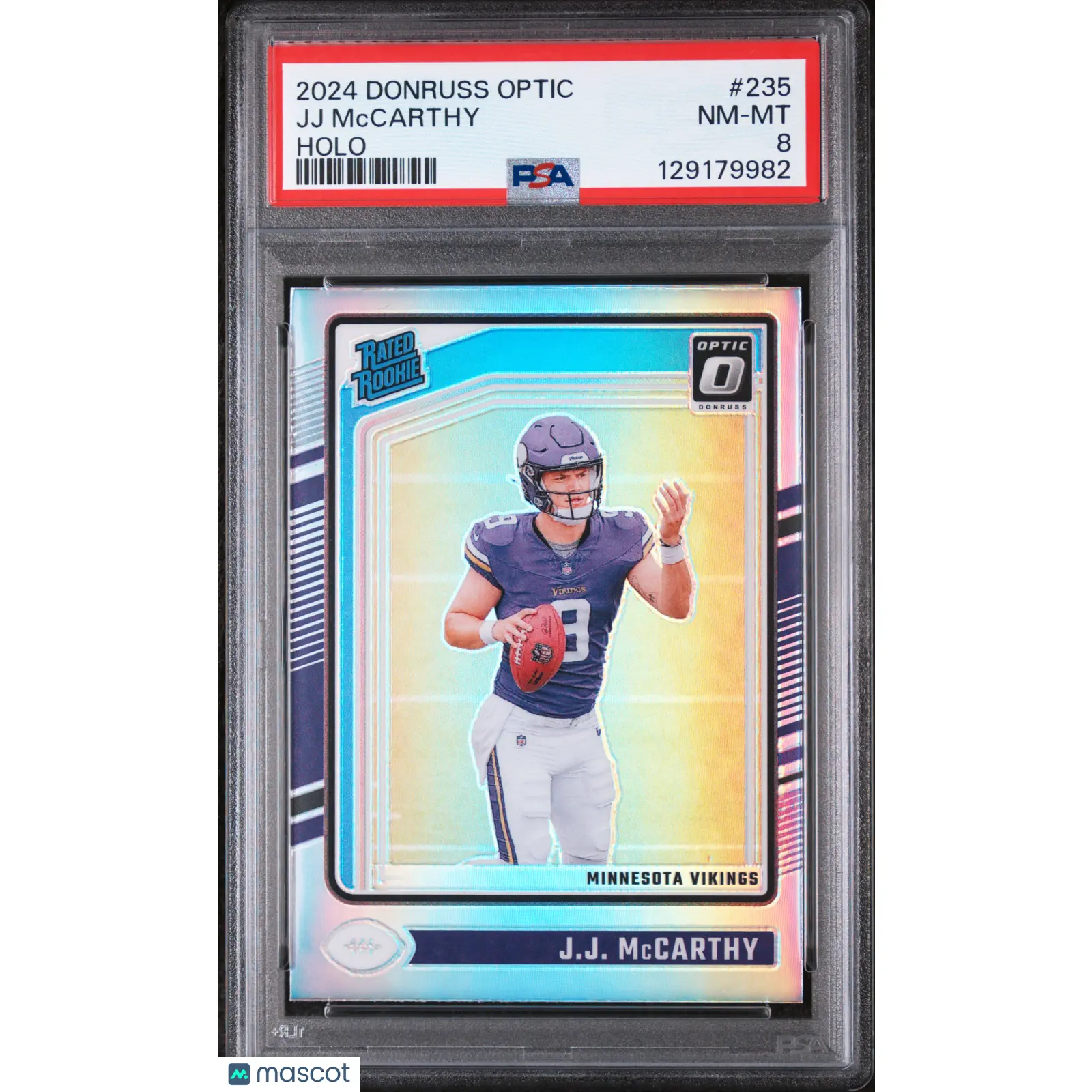2024 Panini Donruss Optic JJ Mccarthy Holo Rated Rookie #235 PSA 8 Vikings
