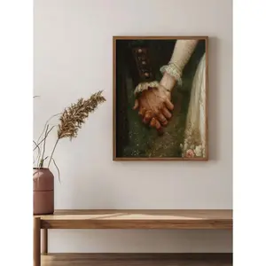 1pc Eternal Embrace: Vintage Fabric Wall Art, Gothic Melancholy Library Decor, Antique Aesthetic Canvas Printing, Living Room Bedroom Cafe Office Home Decoration, Frameless