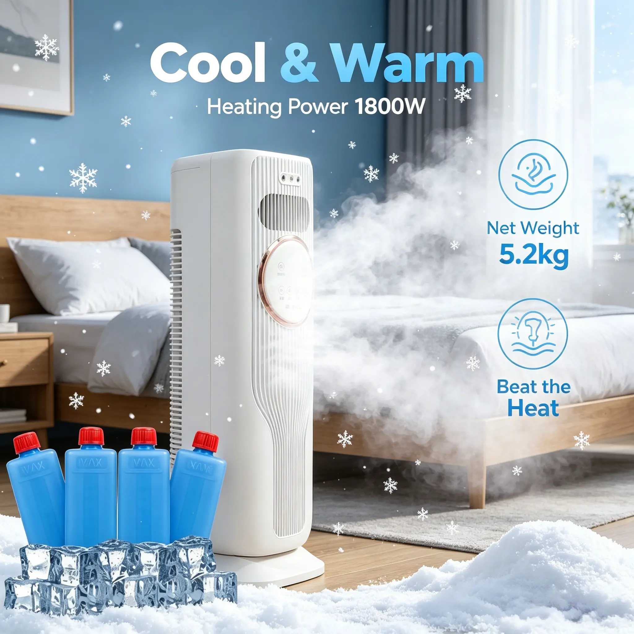 2026 New Portable Ice Crystal Air Cooler Fan - Car Battery Repair Tool Compatible, Water & Ice Fast Cooling, Ultra Quiet, Smart 24H Timing, Energy Efficient, Suitable for Bedroom, Office, TikTok Mid Year Sale