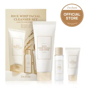 [I'M FROM OFFICIAL SHOP] I'm from Rice Whip Facial Cleanser Set, 3 pcs Gift, Exclusive on TikTok Shop, Travel Kit with Rice Face Wash 5.07 fl oz & 1.01 fl oz  & Rice Toner 1.01 fl oz, low-pH Rice Water Face Wash for sensitive, Gentle Deep Cleansing toners