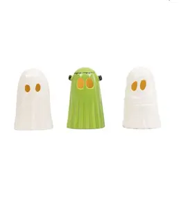 Goblin & Ghoul Set of 3 LED Ceramic Ghosts Halloween Decor | Light-Up Figures (NEW)