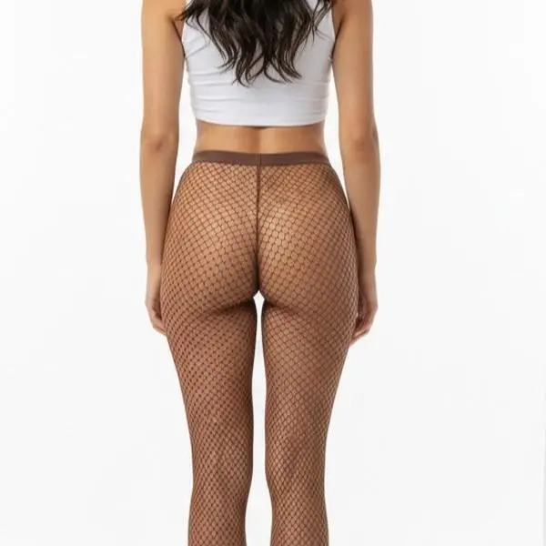 Mocha Brown Mini Diamond Fishnets, Lingerie, Stretchy, Stockings