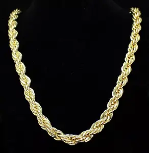 Elegant Rope Chain 14K Gold Plated 24" 8mm Choker Hip Hop Jewelry Fashion Unisex Accessories for All Occasions Handcrafted Luxury Look Durable Lobster Clasp