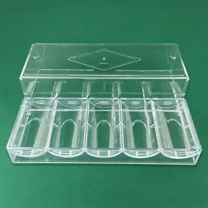 Transparent Acrylic Poker Chip Tray with Lid, Storage Display Box for Texas Hold'em, Blackjack, Poker Club, Friends' Gatherings