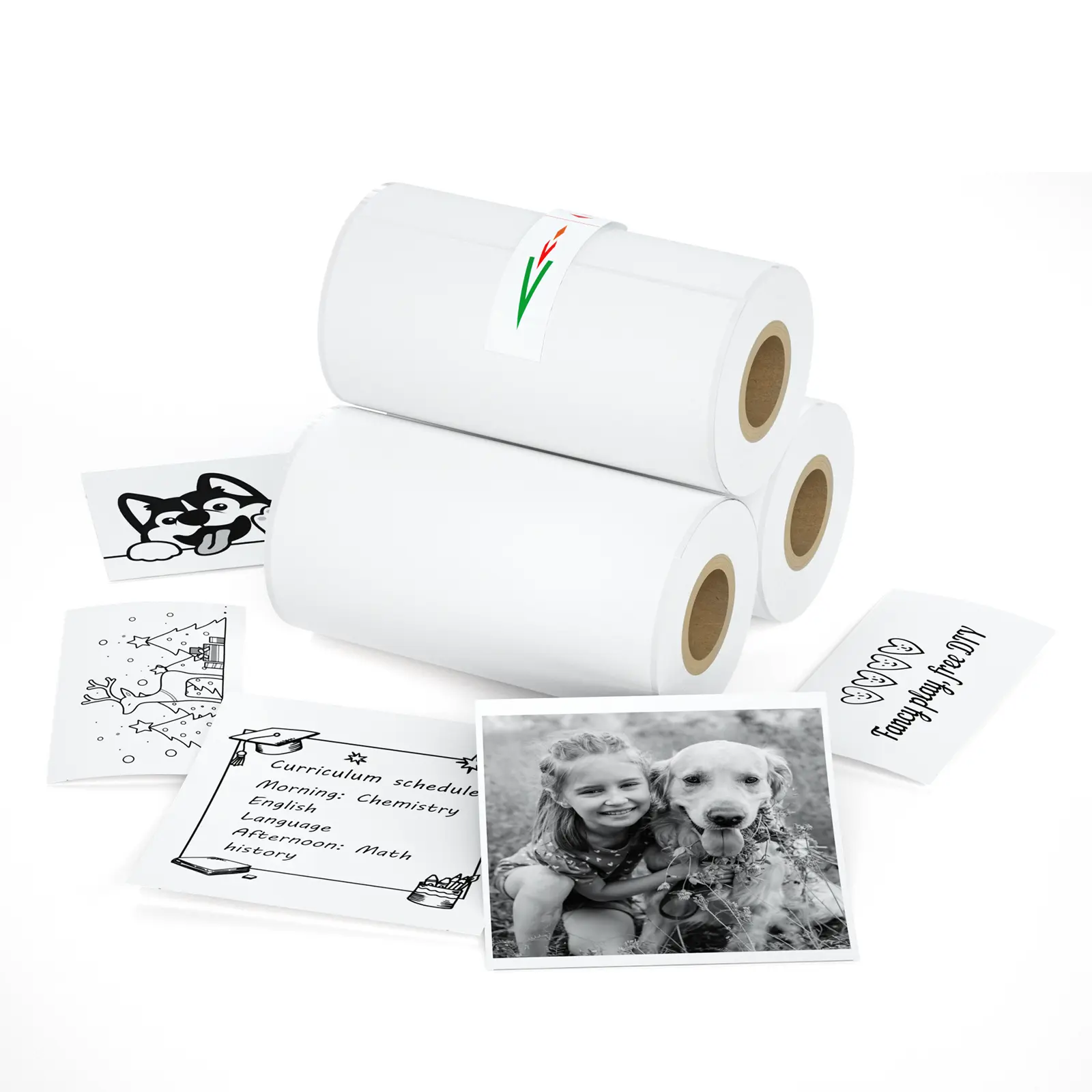 IDPRT S1 Mini Direct Thermal Sticker Paper Refill Pack - 3 Rolls (57x25mm/2.2" Width), Adhesive Custom Printable Labels for Mini Portable Printers, Direct Thermal Stickers
