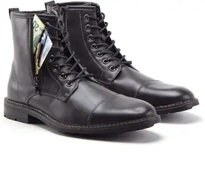 Jazamé Men's Stealth Distressed Secret Pocket Storage Military Combat Dress Boots Boy Shoe Bota Botas Footwear Closed Casual Onyx Design