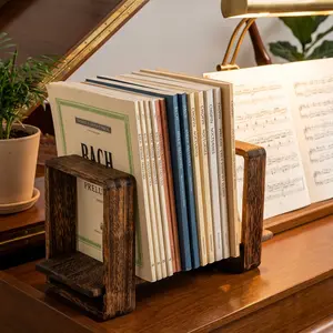 Wabi-Sabi Wooden Desktop Bookshelf - Sheet Music & Bedside Storage Rack with Adjustable Compartments, Multi-Functional Reversible Design