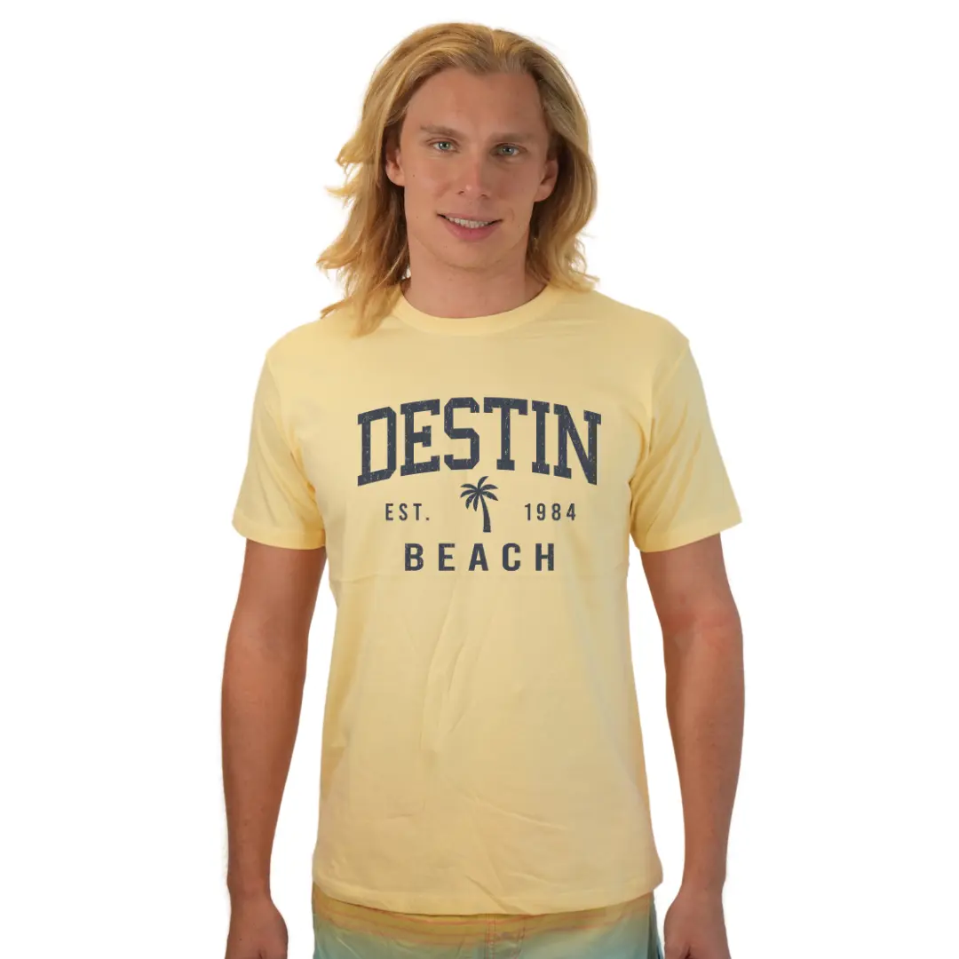 Destin Florida Combed Cotton Men T-Shirt with a Front Palm Tree Design Est. 1984 Style CC1000