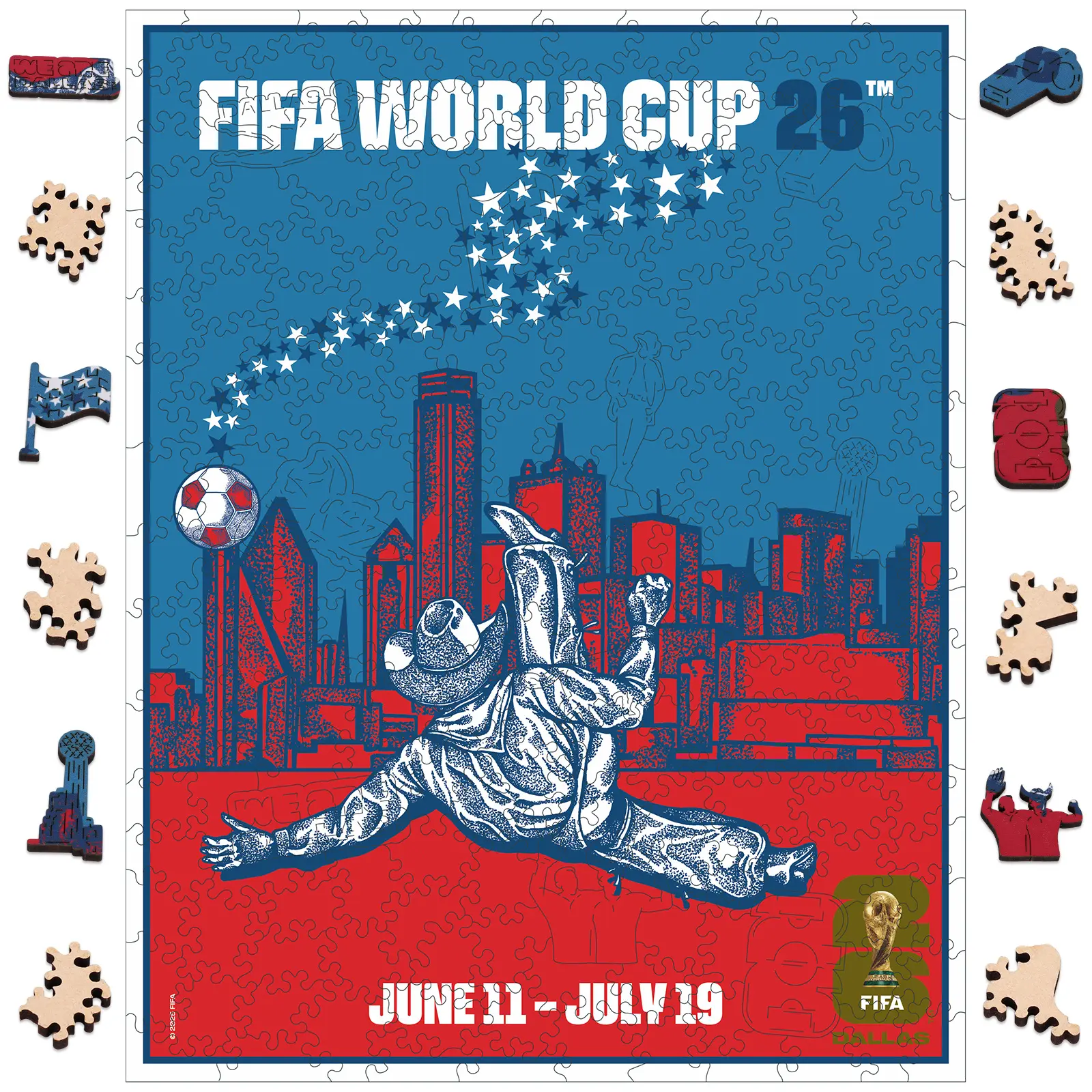 FIFA World Cup 2026 Dallas Poster Jigsaw Puzzle, Officially Licensed, 200 Laser-Cut Pieces,5MM Thick, Soccer Fan Gift