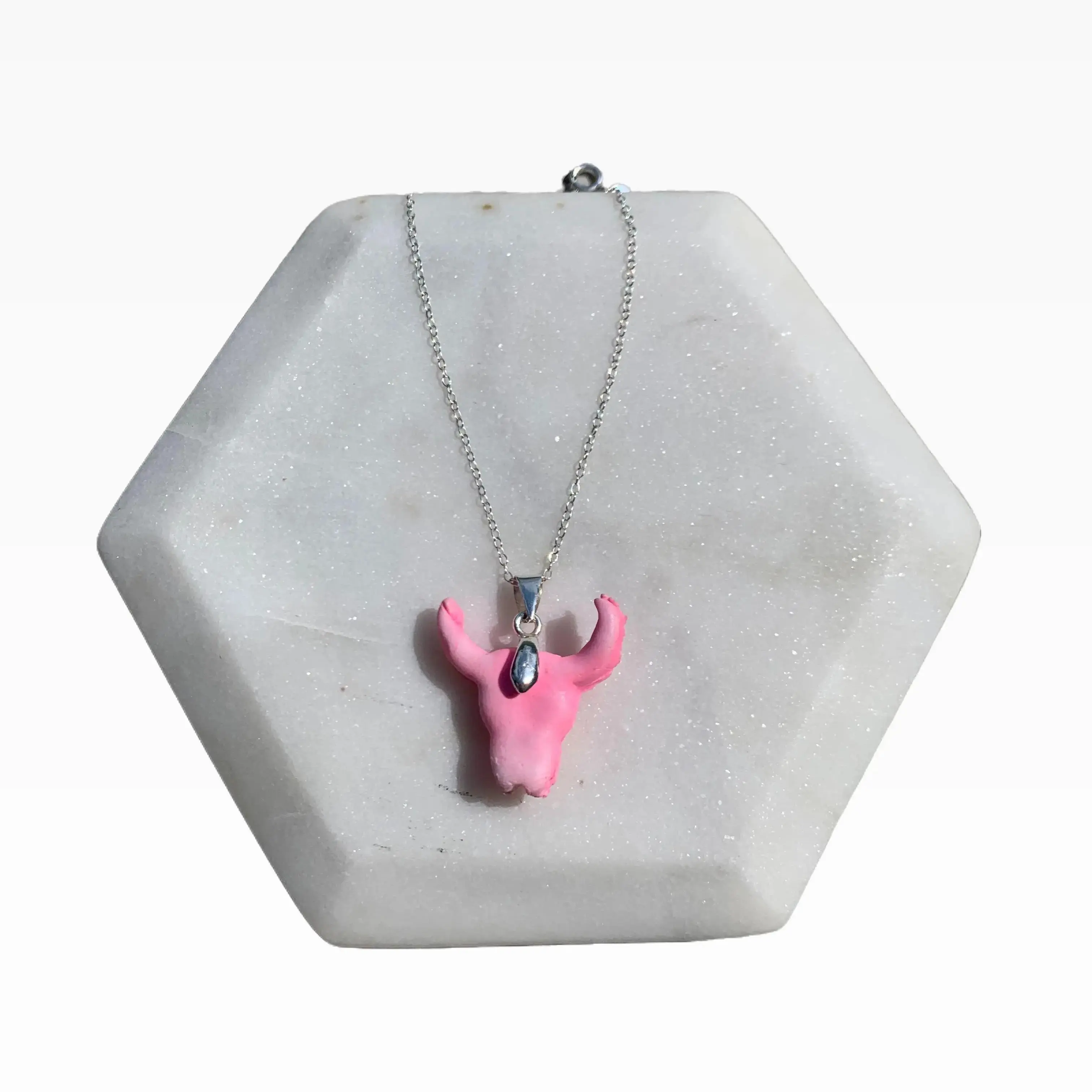 Handmade Tye Dye Cow Necklace - Clay Pendant - Fashion and Accessories clay charms