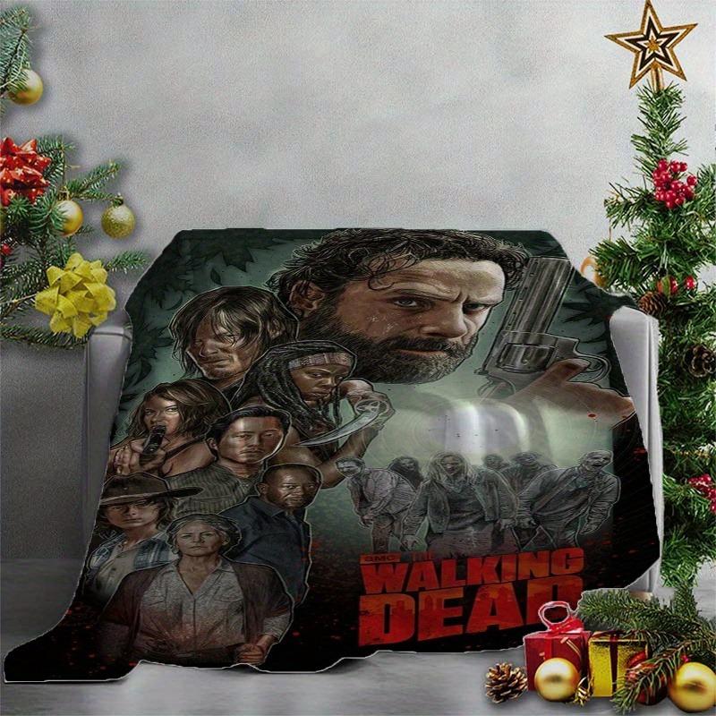 Horror-themed Blanket The Walking Dead TV Series Fleece Blanket - Soft & Cozy Flannel Throw with Iconic Character Designs - Perfect for Sofa, Office, Bed, Camping & Travel - All-Season Comfort Gift for Fans, Fan Gift Item | Vibrant Print Throw