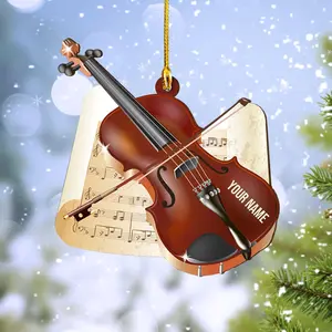 Personalized Musical Instruments Ornament, Violin Ornament Custom Names Wood Violin Ornaments for Christmas Tree Hanging Ornament (VOL5)