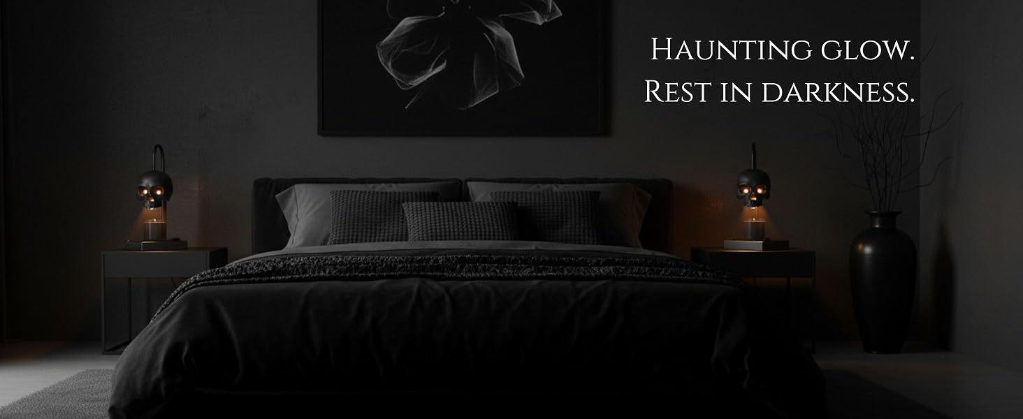 Skull Candle Warmer Lamp with Timer & Dimmable Light Adjustable Height Gothic Aromatherapy Melting Lamp for Bedroom Decor Candles Not Included