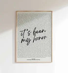Book Quote Print, Fourth Wing Quote, Rebecca Yarros, It?S Been My Honor, Wall Art, Book Lover Poster, Printable