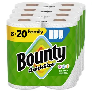 Bounty QuickSize Paper Towels, White, 8 Family Rolls = 20 Regular Rolls, 2-Ply, Packaging May Vary