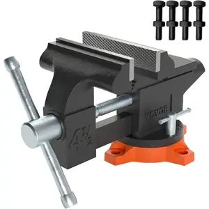 VEVOR Bench Vise, 5 Jaw Width, 5 Max Jaw Opening Multipurpose Vise with 360 Swivel Locking Base, 2.8 Throat Depth, Heavy Duty Ductile Iron Workbench Vise with Anvil, for Clamping Round PipesVEVOR Super Brand Day