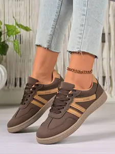 Women's Low-Top Casual Sports Shoes, Lightweight Sneakers, Comfortable PU Leather, Round Toe Design, Perfect for Daily Wear, New Arrival Fashion Shoes