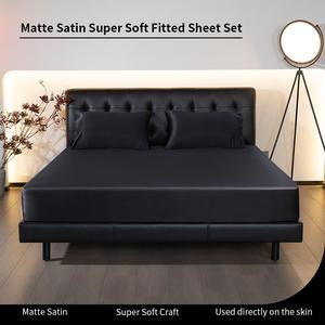 3-piece satin bedding set,soft bedding cooling fitted sheet and pillowcase,soft comfort hypoallergenic breathable bedding set (1 fitted sheet+2 pillowcases)，moisture wicking soft cooling bedding sheets & pillowcases， deep pocket bed sheet (deep up to 14")