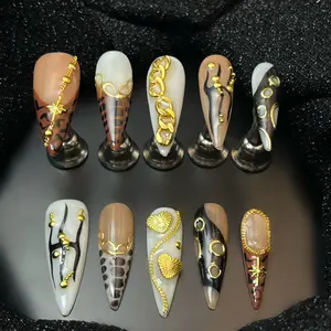 Moonovate | HIGH HORSE 10pcs Handmade Press On Nails Stiletto Nails REUSABLE 3D Gel Fake Nails Acrylic Press On Nails										