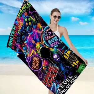 Neon Play Microfiber Design Beach Towel, High Gram Weight Fabric, Quick-Dry, Soft Touch, Anti-Pilling, Easy Wash & Fold, Summer Gift