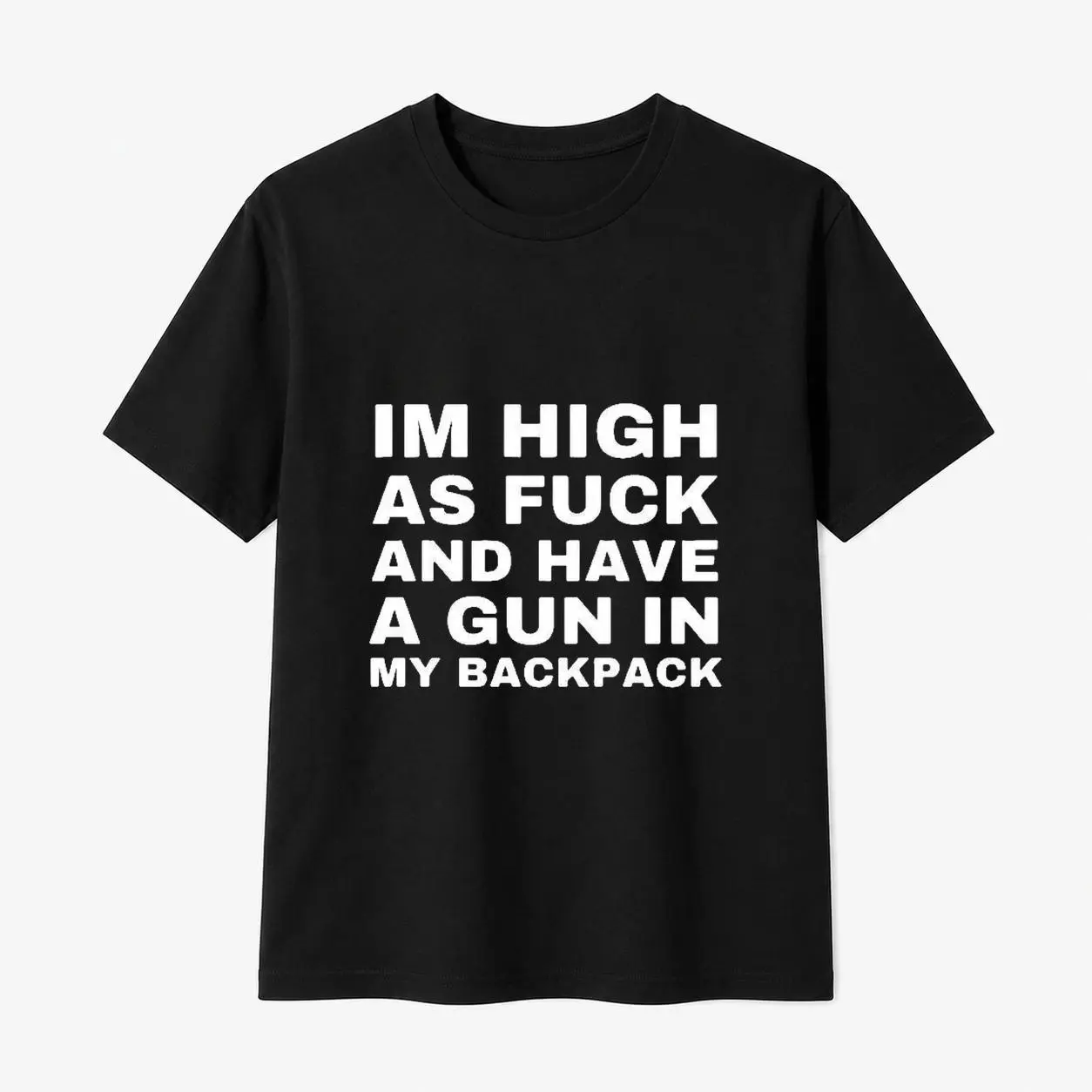 100% Cotton Men's Graphic T-Shirt - "High with a Gun in My Backpack" Cursed Meme Design, Breathable Casual Menswear, Sleeves-Inclusive Sports Top Gift for Friends (Available as Sweatshirt, Hoodie), Classic