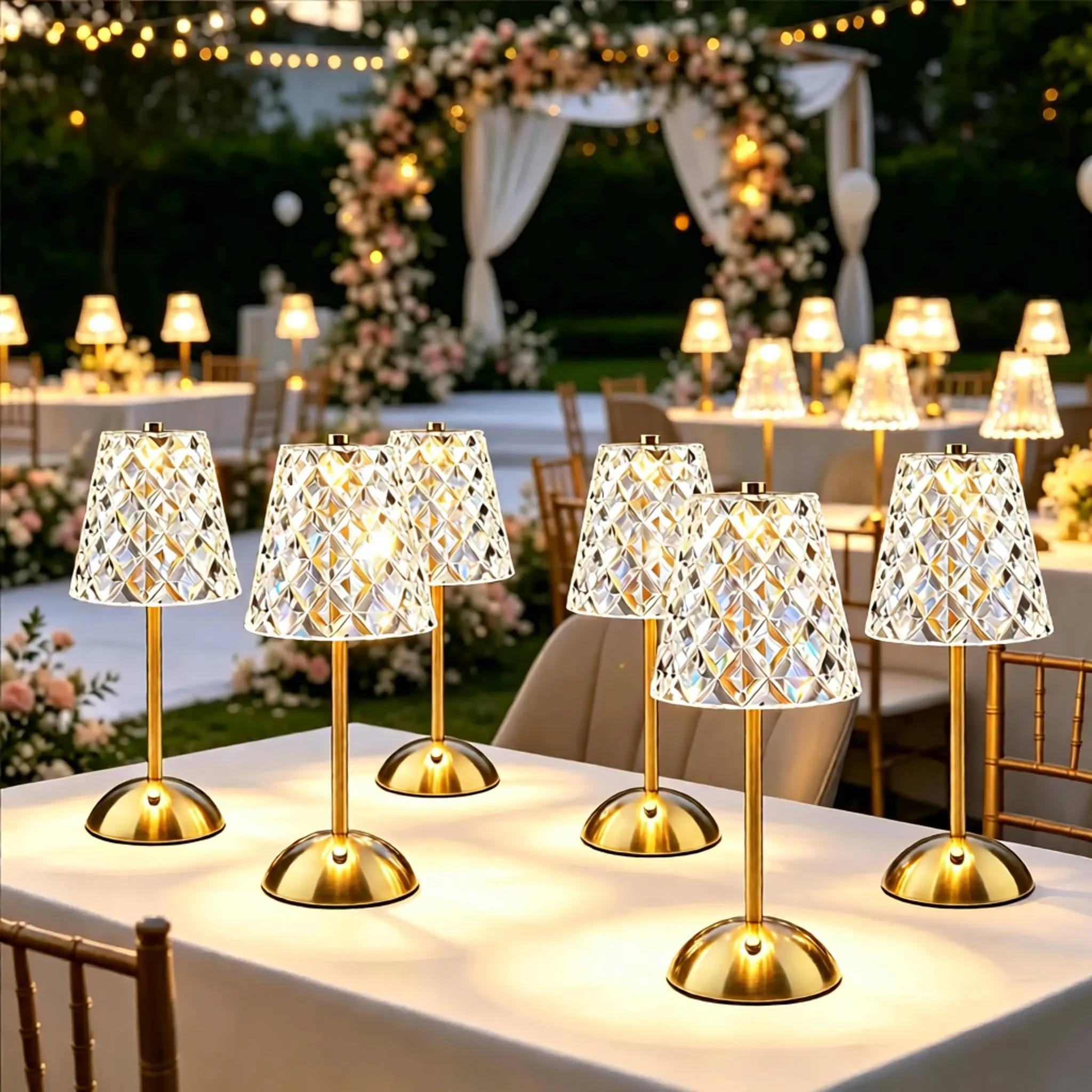 Rechargeable Cordless Crystal Table Lamp - Touch Control, 3 Color Dimmable Colorful LED Mood Lighting, Countertop LED Decorative Accessories for Home Decor & Wedding Banquet, Table Lamps