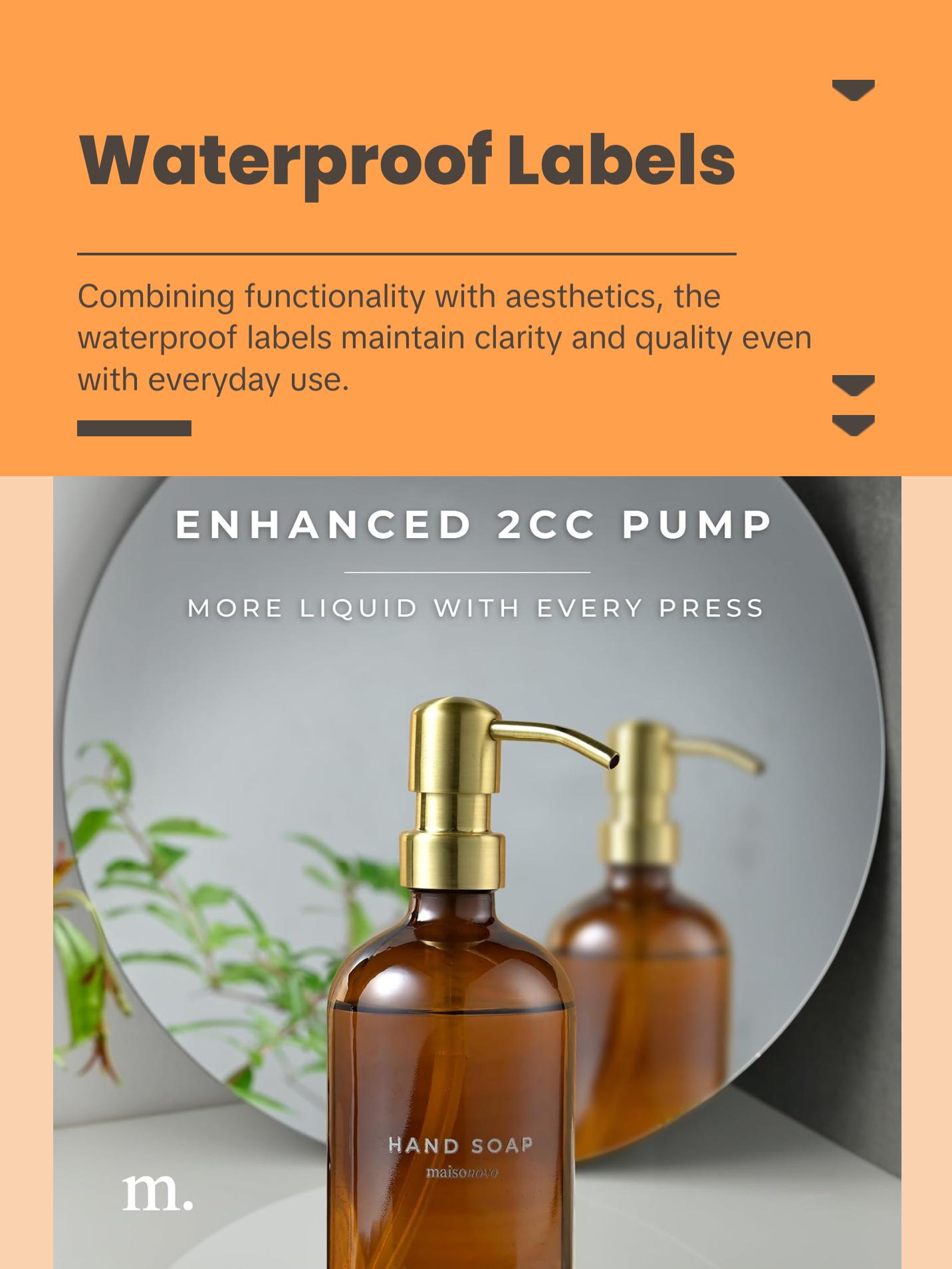 MaisoNovo Soap Dispensers 2-Piece Set | Soap and Lotion Dispenser Set | Hand Soap Dispenser | 16.9oz Black Bottles with Black Pumps Set of 2