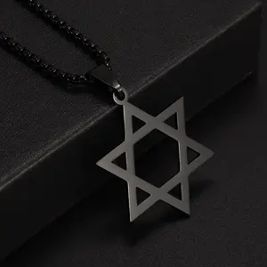 Stainless steel necklace simple glossy hexagram necklace personalized pendant
