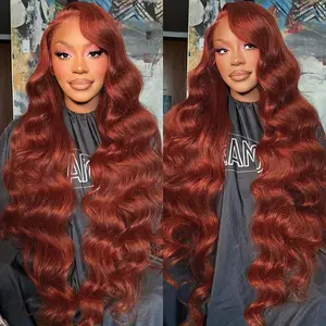 Bling Hair Human Hair Wigs Color 33# 99J 4# Nature Color Wigs 13x6 Body Wave  Lace Frontal Wig 180% Density Transparent Lace Front Wigs For Women