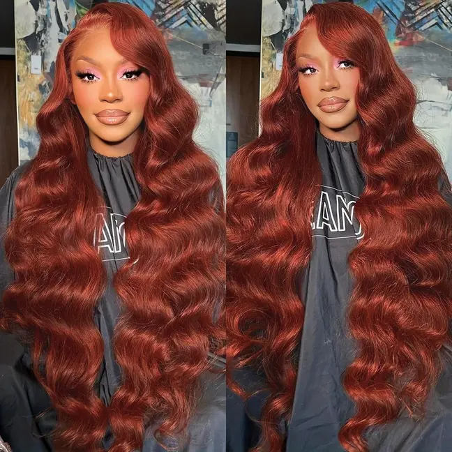 Bling Hair Human Hair Wigs Color 33# 99J 4# Nature Color Wigs 13x6 Body Wave  Lace Frontal Wig 180% Density Transparent Lace Front Wigs For Women