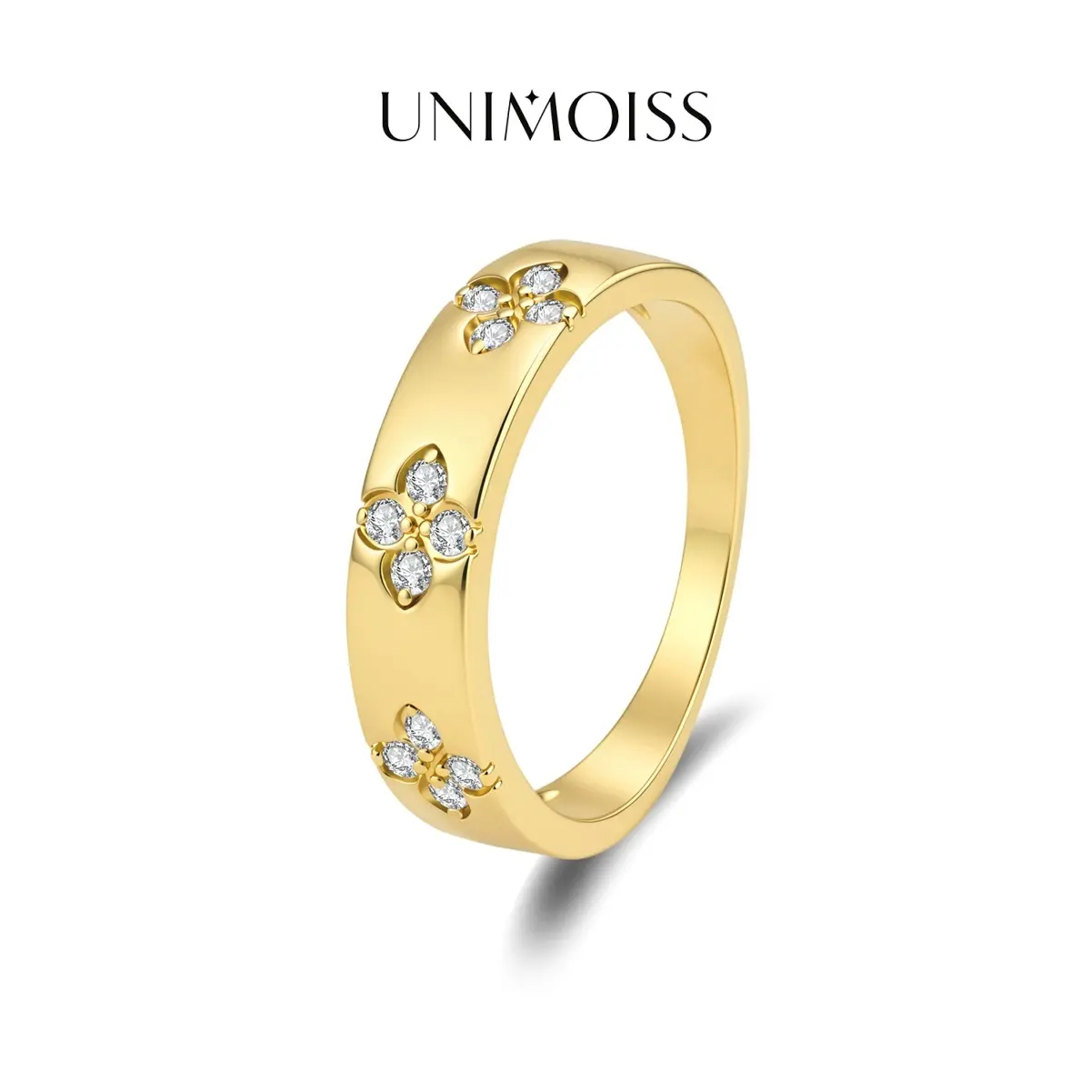 UniMoiss Moissanite Love in Bloom Eternity Promise Ring Silver-Plated Wedding Engagement Anniversary Valentine's Day Birthday Gift Daily Wear Jewelry