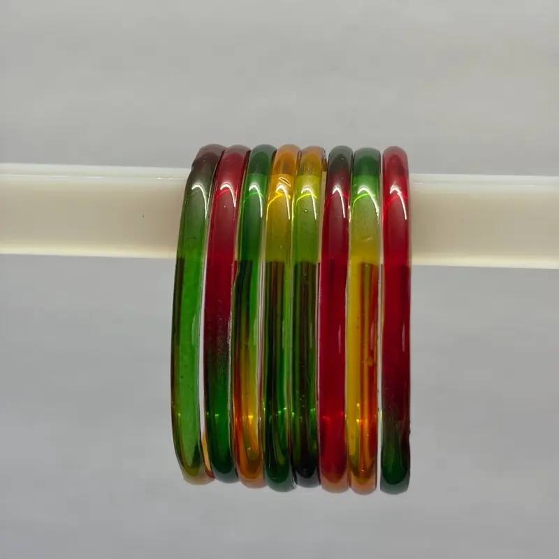 Jelly Bangles - 8 Pc Set. Clear, Transparent Jelly Bangles, Indian Glass Bangles - Bangles for Women. Perfect for any Occassion Multicolor Stackable Bracelets