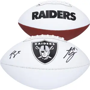 Ashton Jeanty and Geno Smith Las Vegas Raiders Autographed Franklin White Panel Football - Fanatics Authentic Certified