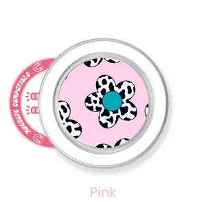 abbyrose Cow Smilies Phone Grip with magnet Clear Pink