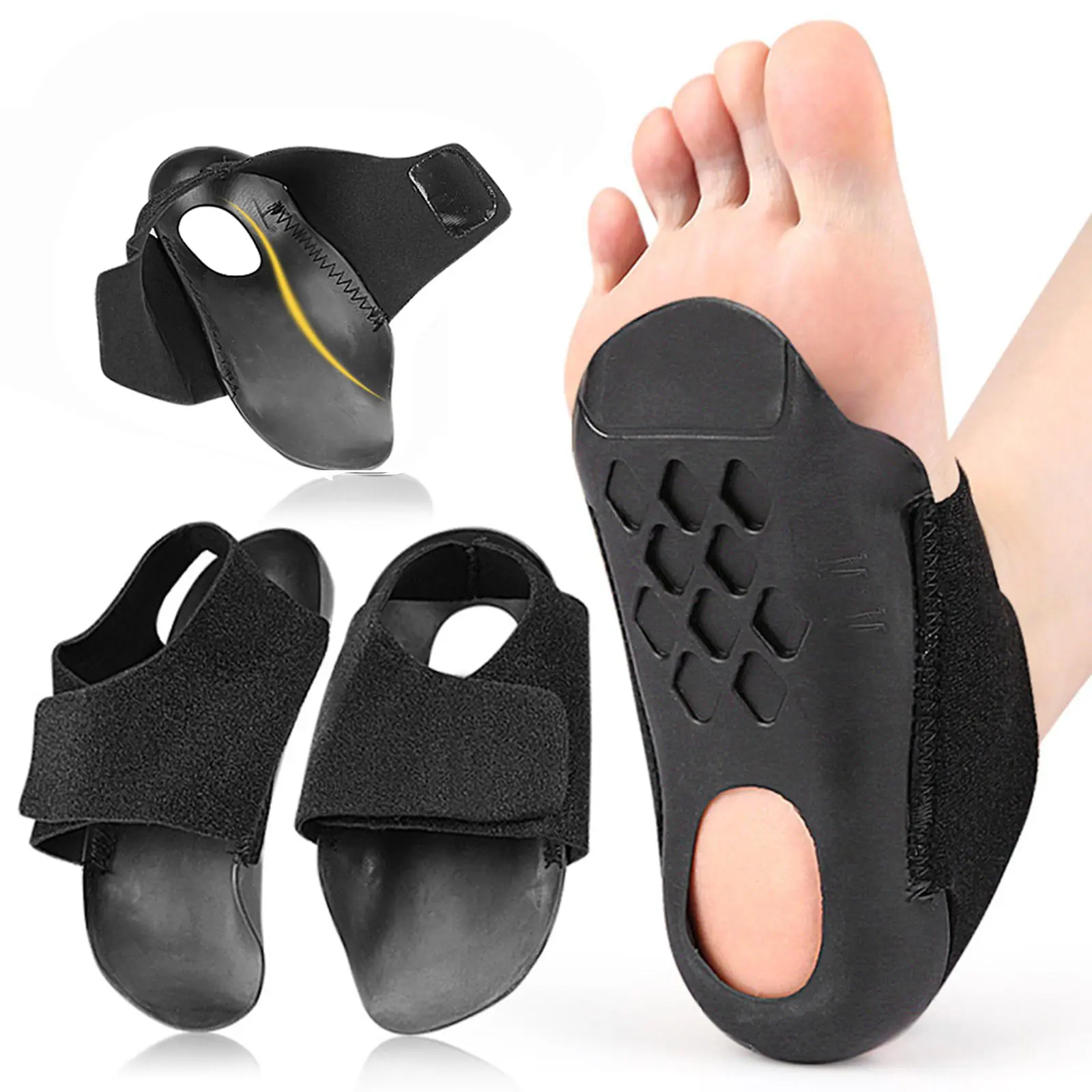 1 Pair  Plan tar Fasciitis Relief Orthotic Insoles 3/4 Length Anti-Slip Cushioned Arch Support Inserts for Flat Feet Over-Pronation Foot Alignment Cushioning Insoles Pressure Relief Insole