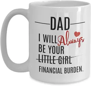 Financial Burden Mug for Dad from Daughter Funny 11 or 15 oz White Ceramic Coffee Cup