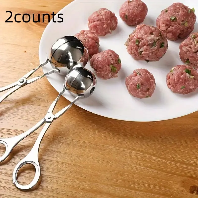 2-Pack Stainless Steel Meatball Makers, Kitchen Tools, Meal Preparation Tools, Kitchen Utensils, Adjustable Sizes, Durable & Easy-To-Use, Perfect for Home Cooking