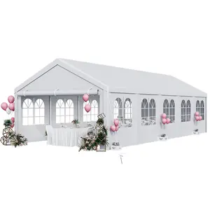 YITAHOME 16x32FT Party Tent Heavy Duty Wedding Tent Event Shelters Outdoor Canopy Upgraded Galvanized Steel Carport with Removable Sidewall Windows for Commercial and Parties (White)