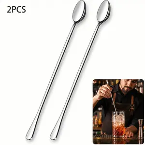 Stainless Steel Iced Tea Spoons, Bartender spoons, Cocktail spoons, Punch Bowl Spoons - Set of 2-8, 11.7-Inch Long Handle, Durable, Dishwasher Safe, Mirror Finish