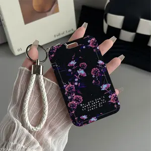 Bloom Unveiled Pattern Design Plastic Id Card Holder Badge Holder With Personalized Lanyard for Doctors, Nurses, Students-Bus Card Case, Campus Card Protector Perfect Halloween Christmas Gift