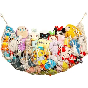 Stuffed Animal Hammock Corner Wall Stuffed Animal Net or Hammock for Stuff Animal Storage Plush Toy Holder Boho Macrame Toy Display for Nursery Playroom Kid's Room