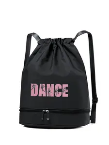 Women's Dance Backpack, Customizable Letter Print, Lightweight High-Quality, Adjustable Straps, Shoe Compartment, Rose