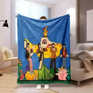 Beatles Yellow Submarine Blanket Colorful Soft Throw Blanket for Bed Sofa Decorative Gift with Psychedelic Art Design Featuring  Lightweight, skin-friendly, soft and breathable