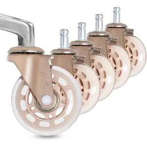Office Chair Caster Wheels Replacement rubber Caster, Suitable for Salon Desk Caster Wheels, Protect  Your Floors (7/16" x 7/8" Stem,Rose  Bracket, PU Material Wheel)