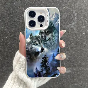 Animal Print Wolf Pattern Shockproof Phone Case for iPhone 7 8 X Xsmax 11 12 13 14 15 16 Pro Max Plus Protecitved Cover Affordable Trendy Y2k Unique