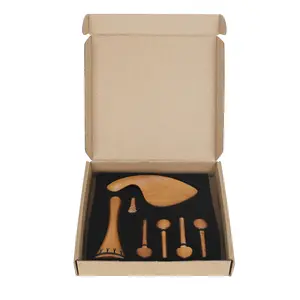 Wooden Violin Parts Set, 4 Counts/set Including Bridge, Tuning Peg, Tailpiece & Chin Rest, Musical Instrument Accessories for 4/4-3/4 Violin
