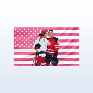 Heated Rivalry Pink Flag | Ilya Rozanov & Shane Hollander Hockey Romance | LGBTQ Sports Love Pink American Flag | Connor Storrie | Hudson W