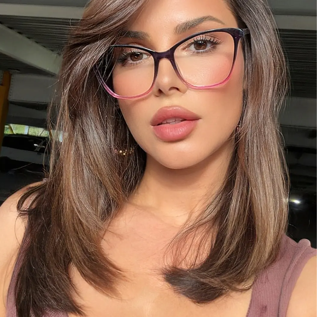 JOLENE Women's Stylish Cat-Eye Oversized Eyeglasses - High Quality Eyewear, Trendy Frames, Angular Plastic Non-Prescription Clear Blue Light Blocking Lenses, Insta-Worthy Shadz Glasses