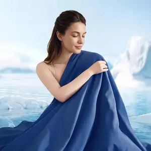 Cooling Comforter  Size,Double-Sided Blue Cooling Blanket for Hot Sleepers,Q-Max 0.45 Soft Breathable Silky Smooth Lightweight  Season Summer Comforter (Blue, )
