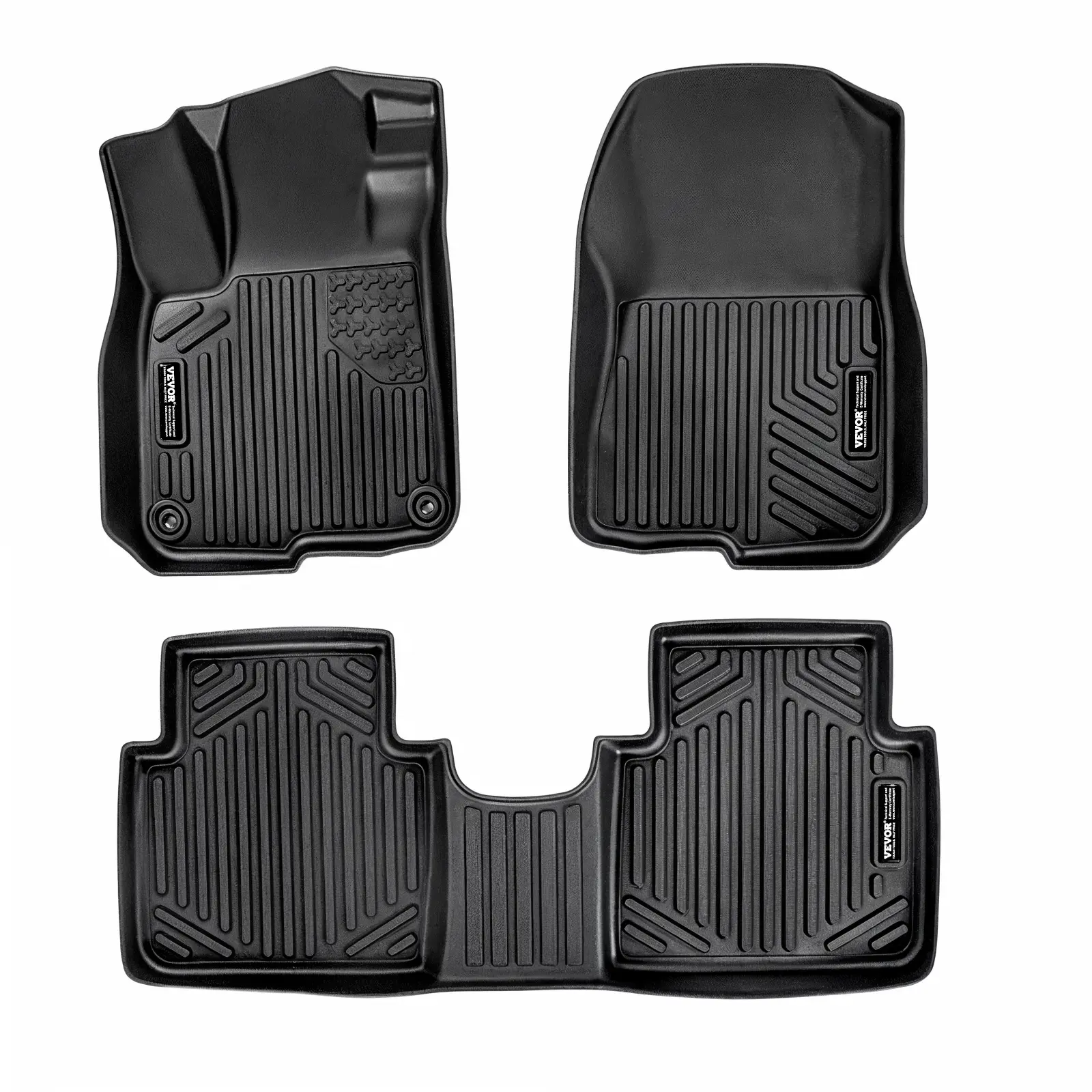 VEVOR Synthetic Car Mat Set, Car Accessories for Honda CR-V Hybrid Models 2017-2022, Tool-Free Front and Rear Set Floor Mats (3-Piece Front, 2nd Row Liners), All-Weather Custom-Fit TPE SUV Floor Liners, Easy-to-Clean Black